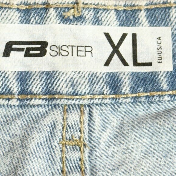 FB Sister Women's Text Print Blue Denim Shorts Size XL Zip Closure 5-Pockets NWT - Picture 5 of 10